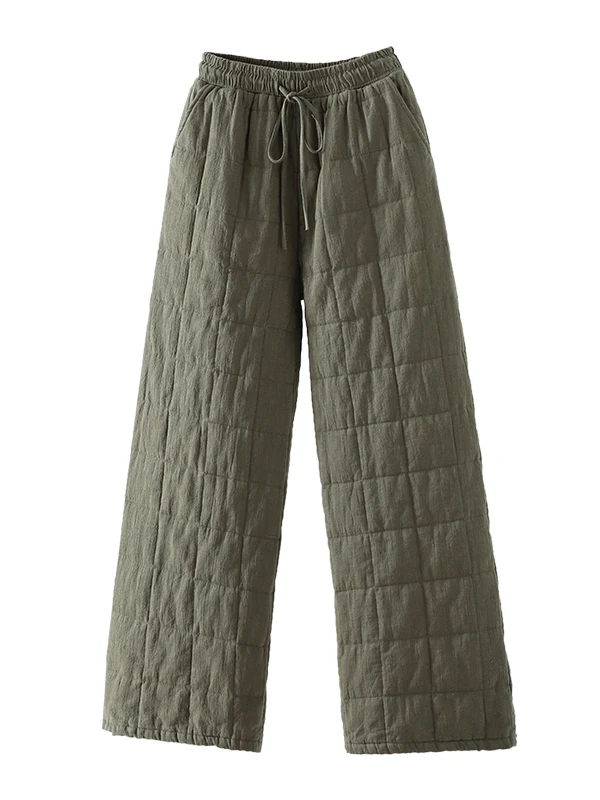 ハイウエストストレートレッグ厚手の綿パンツカジュアルルーズフィットキルティング冬の新しいスタイルの女性の快適な通気性のあるジーンズ