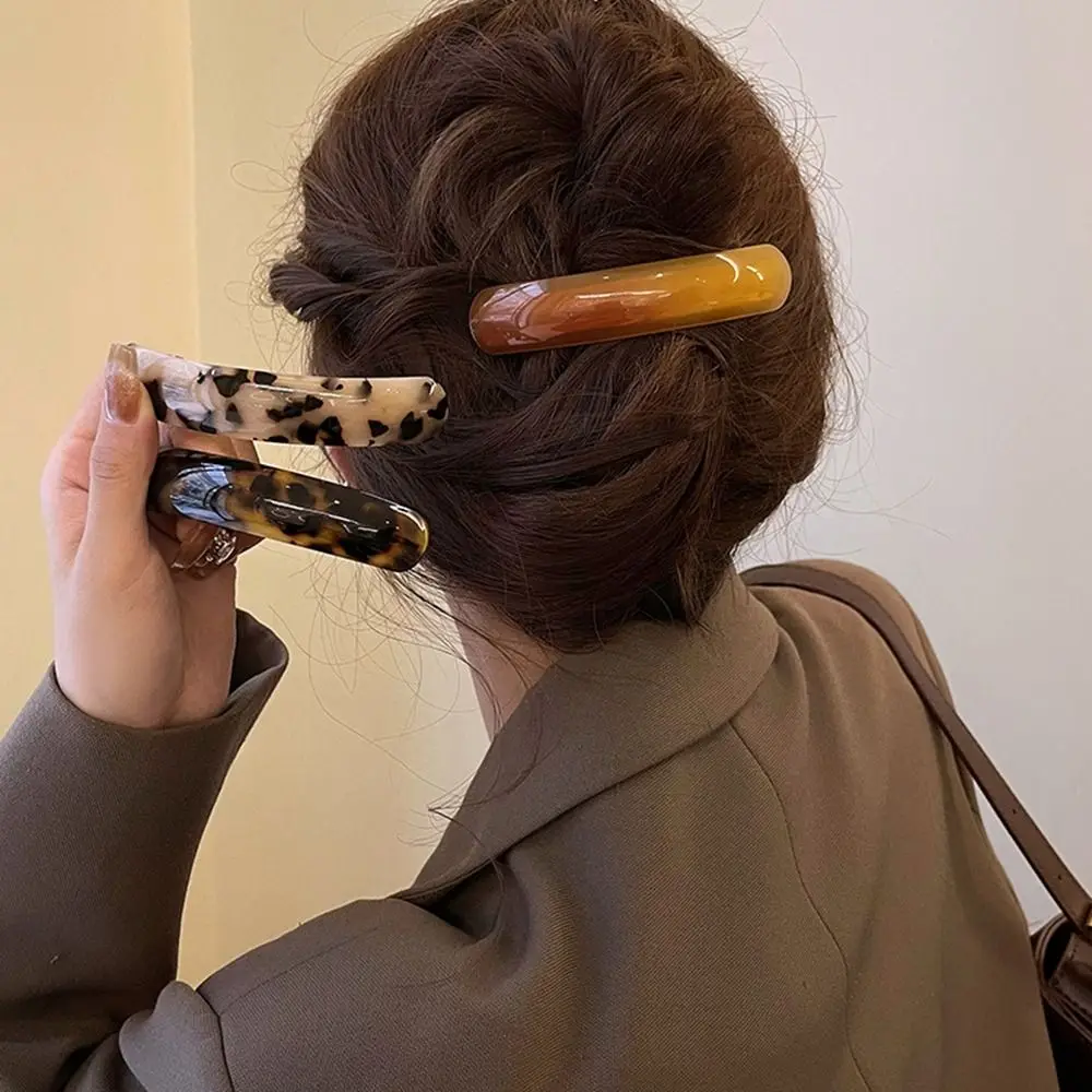 لطيف بيضاوي الشكل ليوبارد طباعة مشبك شعر PVC قوس الربيع كليب هندسية أغطية الرأس دبوس الشعر الكبير الإناث