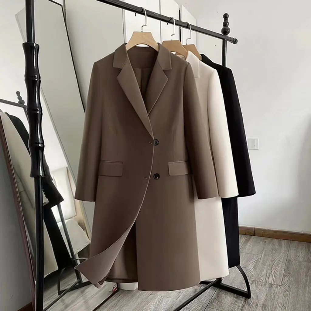 

Faionable Women's Suit Jaet Mid-Length Windbreaker 2025 New Autumn Casual Vintage Small Size Coat High-End Feeling