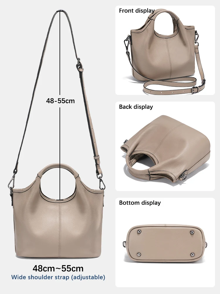 Zency Leather Shoulder Bag Woman Genuine Vintage Small Designer Tote Bag Cross over Bag New Women Hobo Green Khaki Large Bolsa