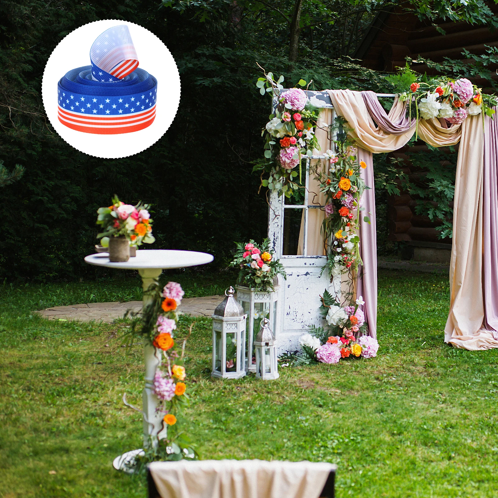 

Independence Day 10 Yards Washable Non Fading Decorative Ribbon for Gift Packing Wedding Party Festival DIY Polyester Ribbon