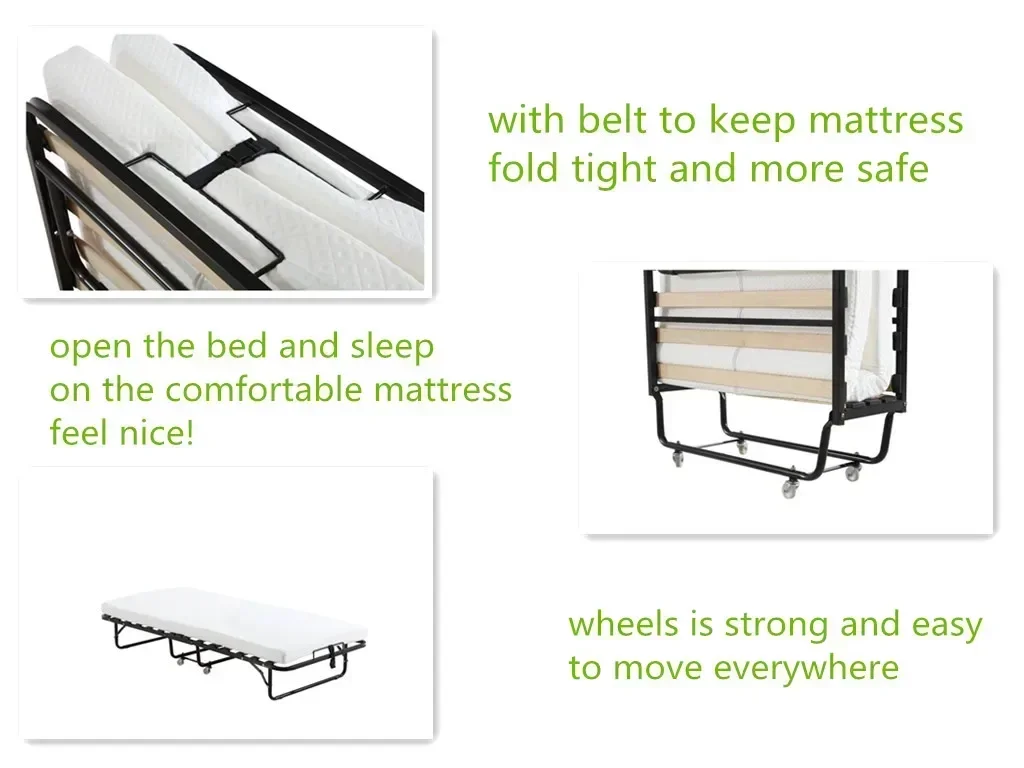 Portable Single Folding Metal Travel Bed Frame, White Iron Frame, Wholesale Cama