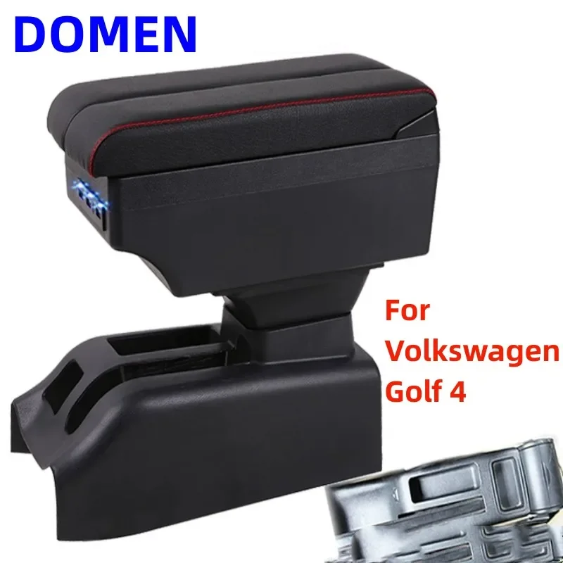 For Volkswagen Golf 4 Armrest Box Interior Parts Car Central  Content With Retractable Cup Hole Large Space Dual Layer USB DOMEN