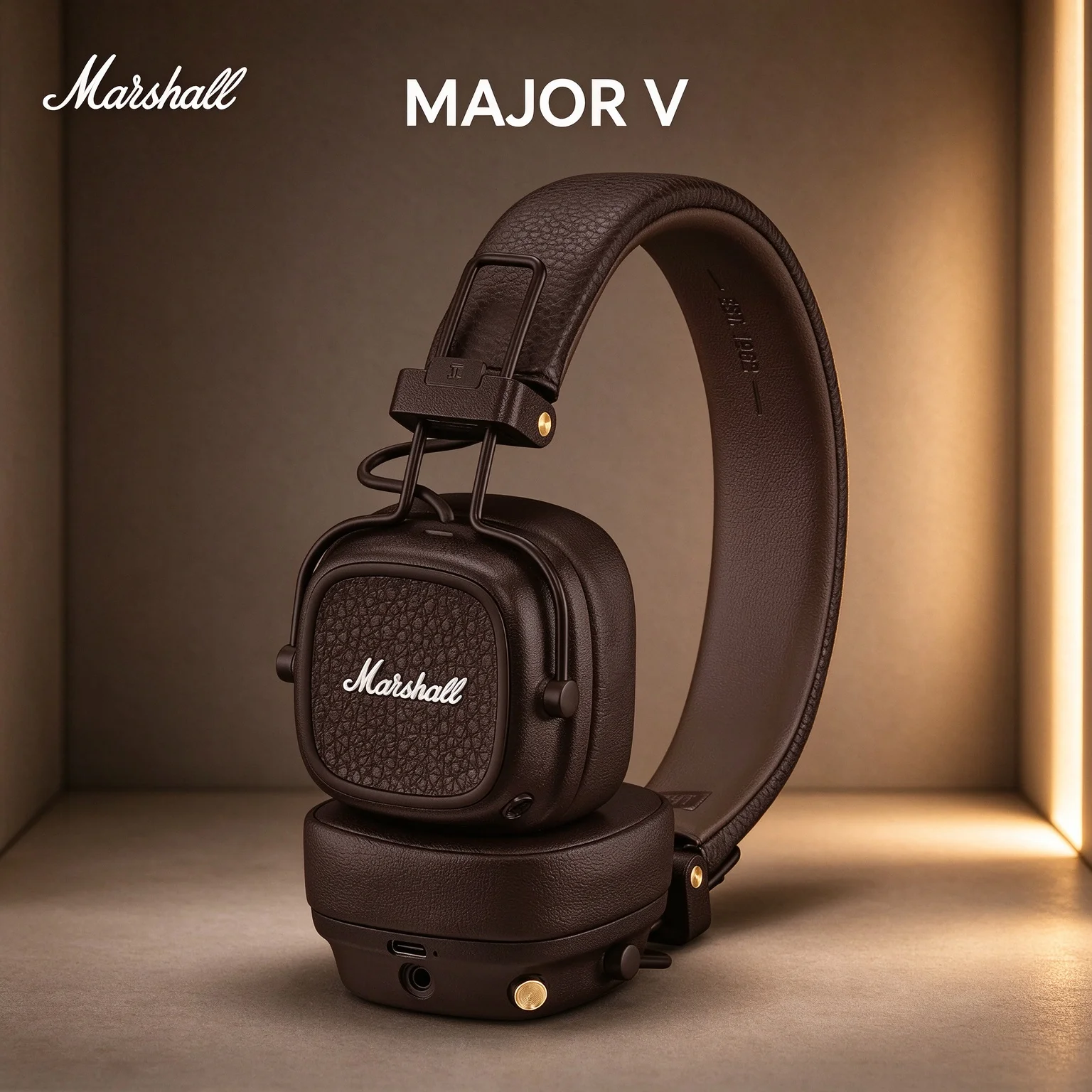 Marshall MAJOR V Bluetooth Headphones, Custom Tuned Dynamic Drivers, Bluetooth Multipoint, 100+hr Battery & Wired Mode Option