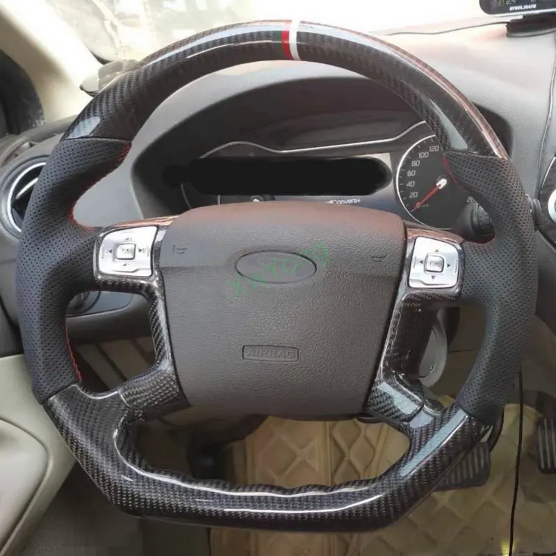 For Ford Mondeo Customized 100% Real Carbon Fiber Steering Wheel With Leather / Alcantara