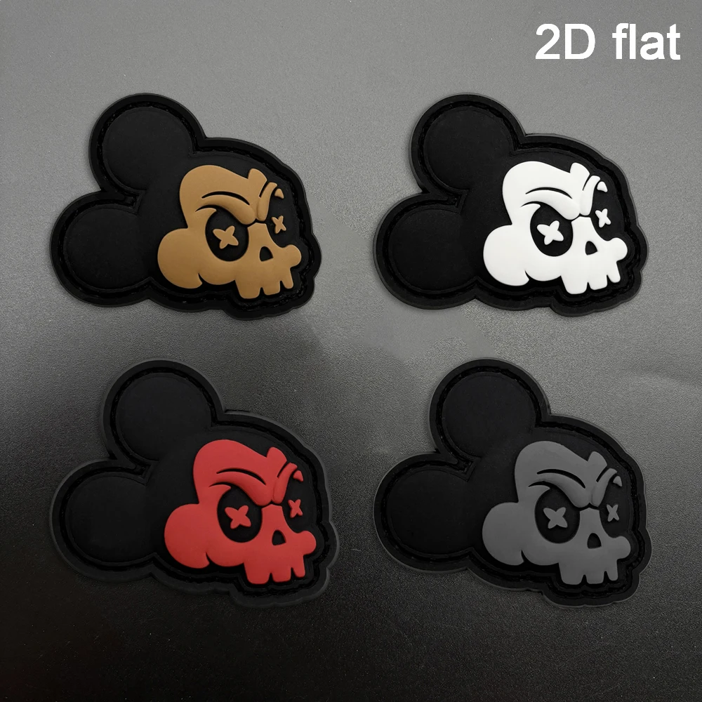 A Pvc Patch Badge Sticker with a Skull Mouse Design, Glow-In-The-Dark Effect, with Hook Fasteners on the Back, Suitable for Bags, Backpacks, Vests, and Clothing Decoration, Embroidered Patch Sticker Made of Soft Rubber