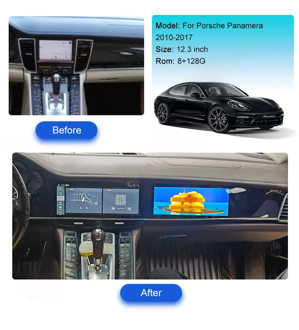 Multimedia Video Android 13 Multimedia Video Player For Porsche Panamera 2010-2017  Interactive Dual Screen Carplay Navigation