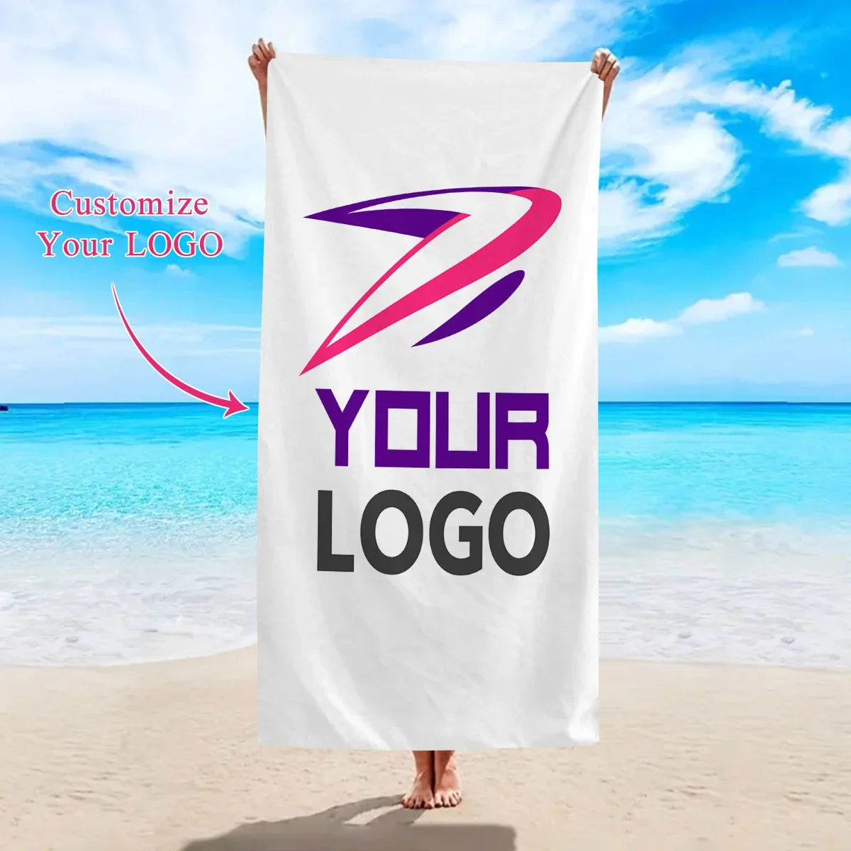 1pc Customized beach towels with logo photos and team numbers, customized ultra-fine fiber beach towels with logo logos