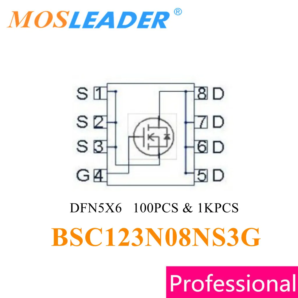 Mosleader BSC123N08NS3G 123N08NS PG-TDSON-8 100PCS 1000PCS DFN5X6 BSC123N08NS3 G BSC123N08N N-Channel 80V 55A Chinese goods