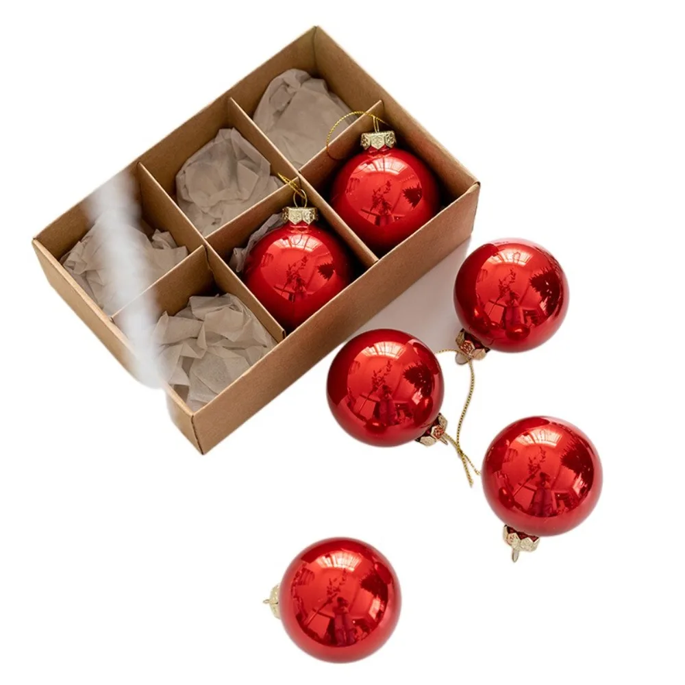 6pcs Crafts Glass Christmas Ball set 6cm Delicate Christmas Tree Pendant Painted Creative Hanging Ornament New Year