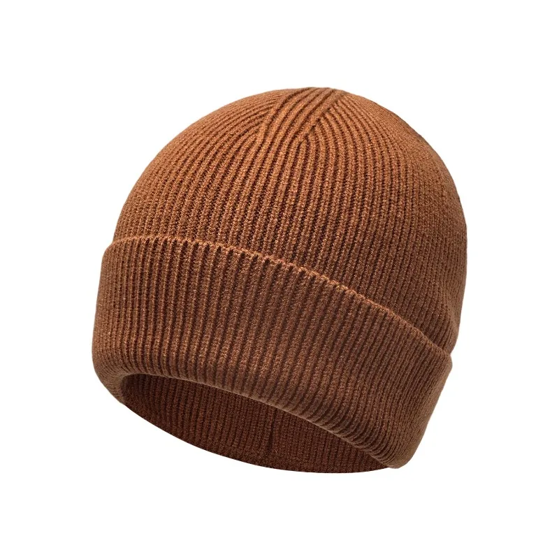Maßgefertigte Strickmütze mit gesticktem Logo, einfarbig, mit Umschlag, für Herbst und Winter, Outdoor-Ohrschutz, Ski-Beanie-Mütze – Detail 4