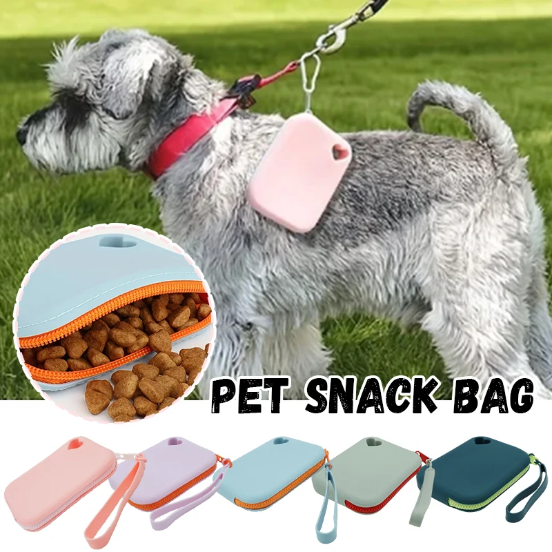 Silicone Dog Treat Bag Pet Snack Bag Travel Portable Training Pet Walking Bag Food Reward Storage Bag Pet Supplies New