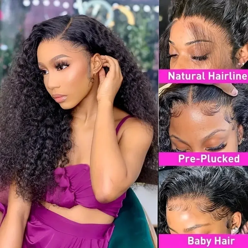 13x6 Deep Wave Lace Front Wigs Human Hair HD Transparent Wigs Human Hair for Women 250% Density Lace Front Wigs Human Hair