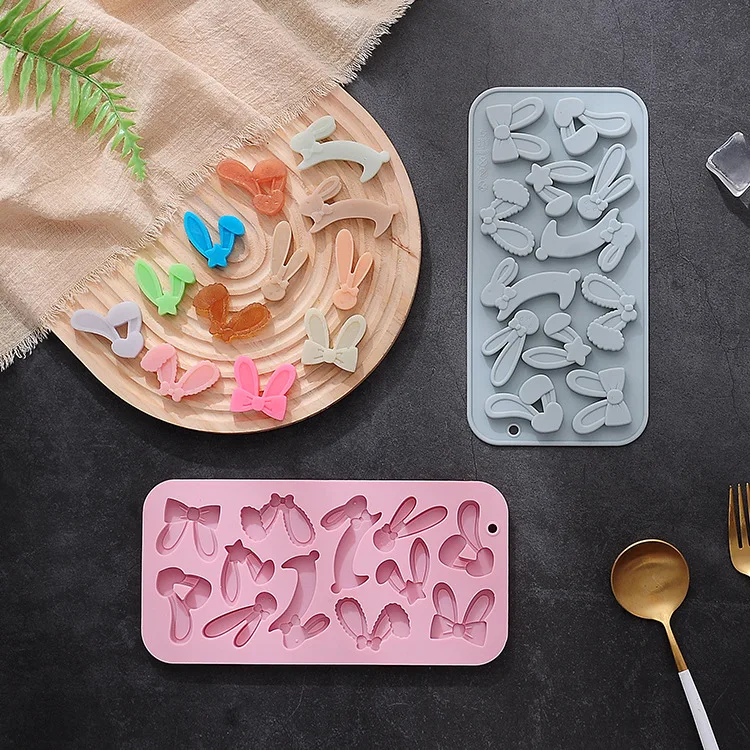 

12-cavity bunny ear shaped chocolate mold, cake mold, baking tool, silicone epoxy mold