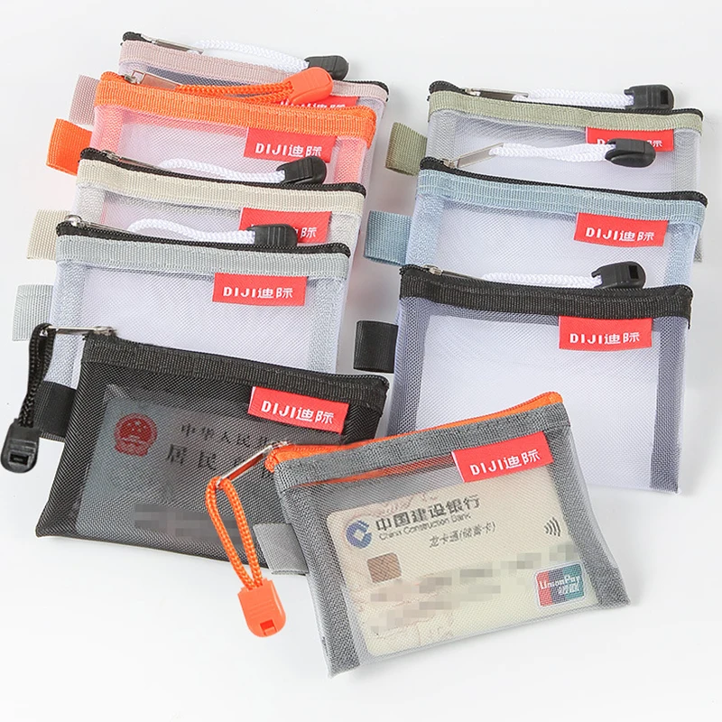 

1PC Gauze Card Storage Bag Mini Transparent Grid Bank Card Zipper Bag ID Card Storage Bag Portable File Bag