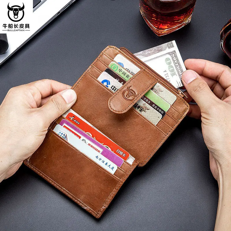Top-grain cowhide men multi-card business card holder Commercial Bank credit card case genuine leather driver's license card bag
