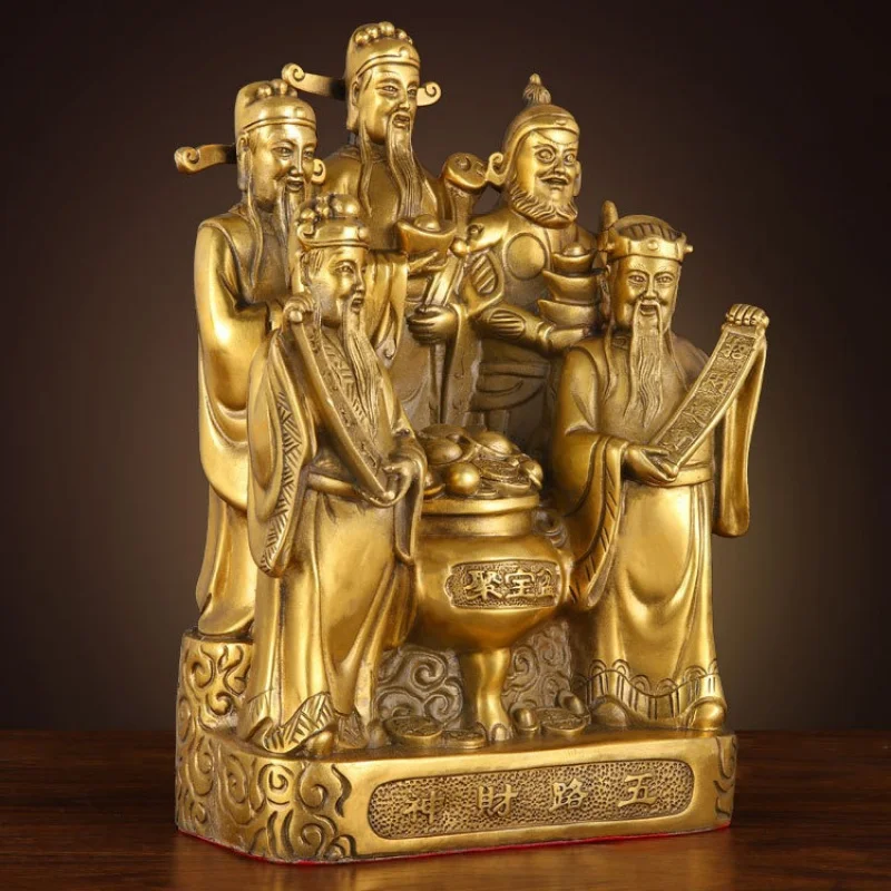 Brass Of Bronze Buddha Ornament For Home Worship And Shop Five-Way God Of Wealth Statue Offering Place