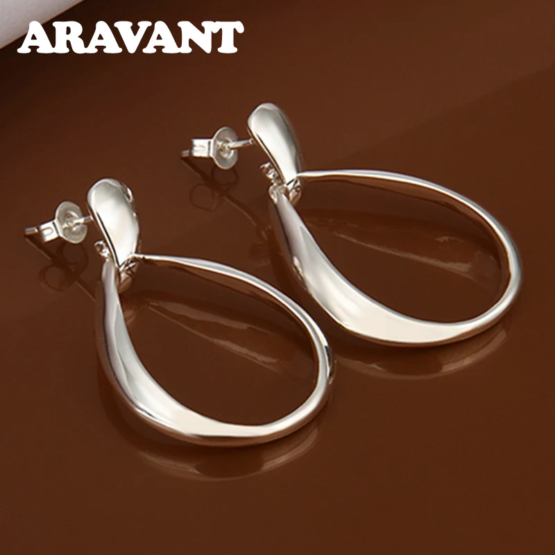 Aravant 925 Silver Hollow Big Water Drop Earrings For Women Fashion Jewelry Gifts