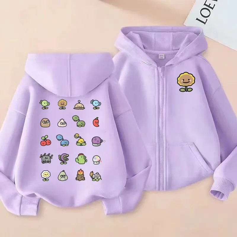 Q-version Plant لطيف مطبوعة الأطفال سستة سترة هوديي مقنعين سترة الأطفال متعة وملابس الأطفال عارضة #4