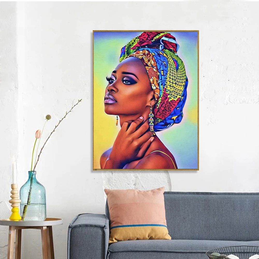 HUACAN African Woman Oil Painting Drawing On Canvas HandPainted Art Gift DIY Pictures By Number Girl Figure Kits Home Decoration