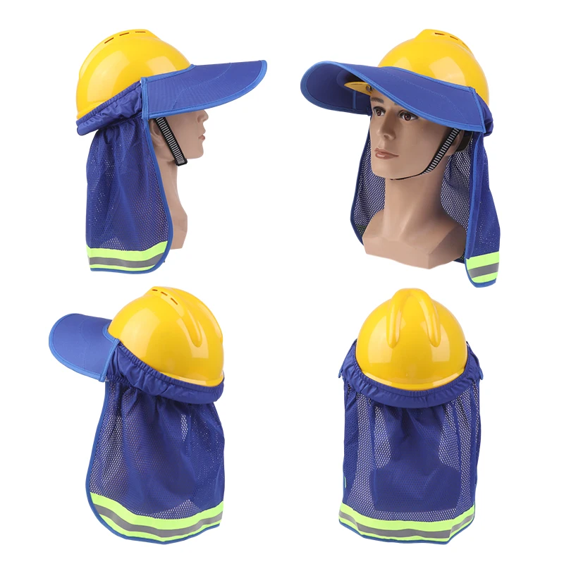 Casque d'Été Rigide à Rayures Moulées, Visière de Protection du Cou, Accessoires pour Travailleur en Plein Air