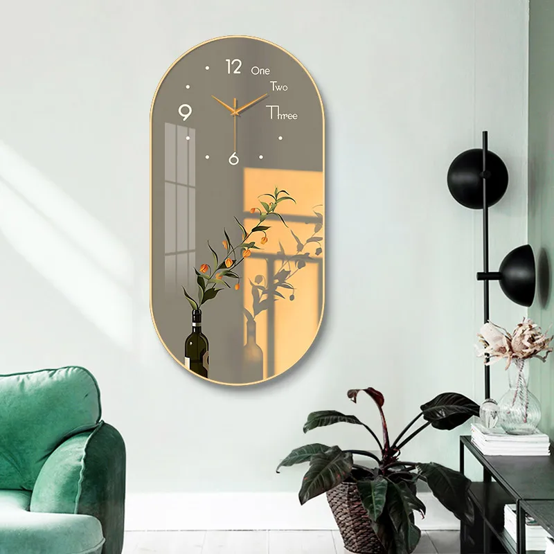 

Minimalist Wall Clock For Living Room Home Fashionable Floral Design Decorative Painting Restaurant Silent Clock Wall-Mounted