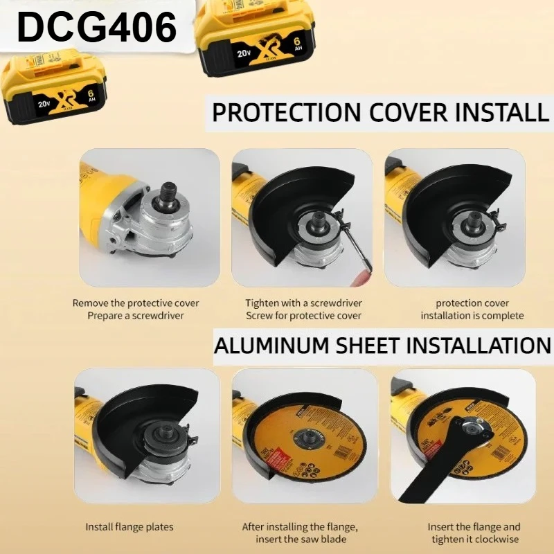 Adatto per Dewalt DCG406 (125 mm, M14) - Smerigliatrice angolare a batteria senza spazzole ad alte prestazioni da 20 V - Taglio e lucidatura superiori