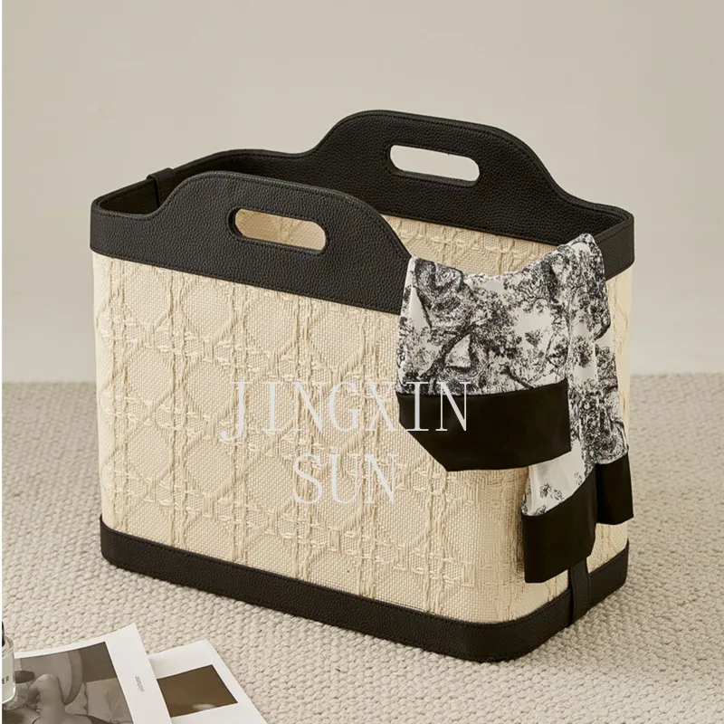 Multifunctional Rattan Woven Storage Basket, Medieval Style, Light Luxury, Simple and Creative, Bathroom Dirty Clothes Basket