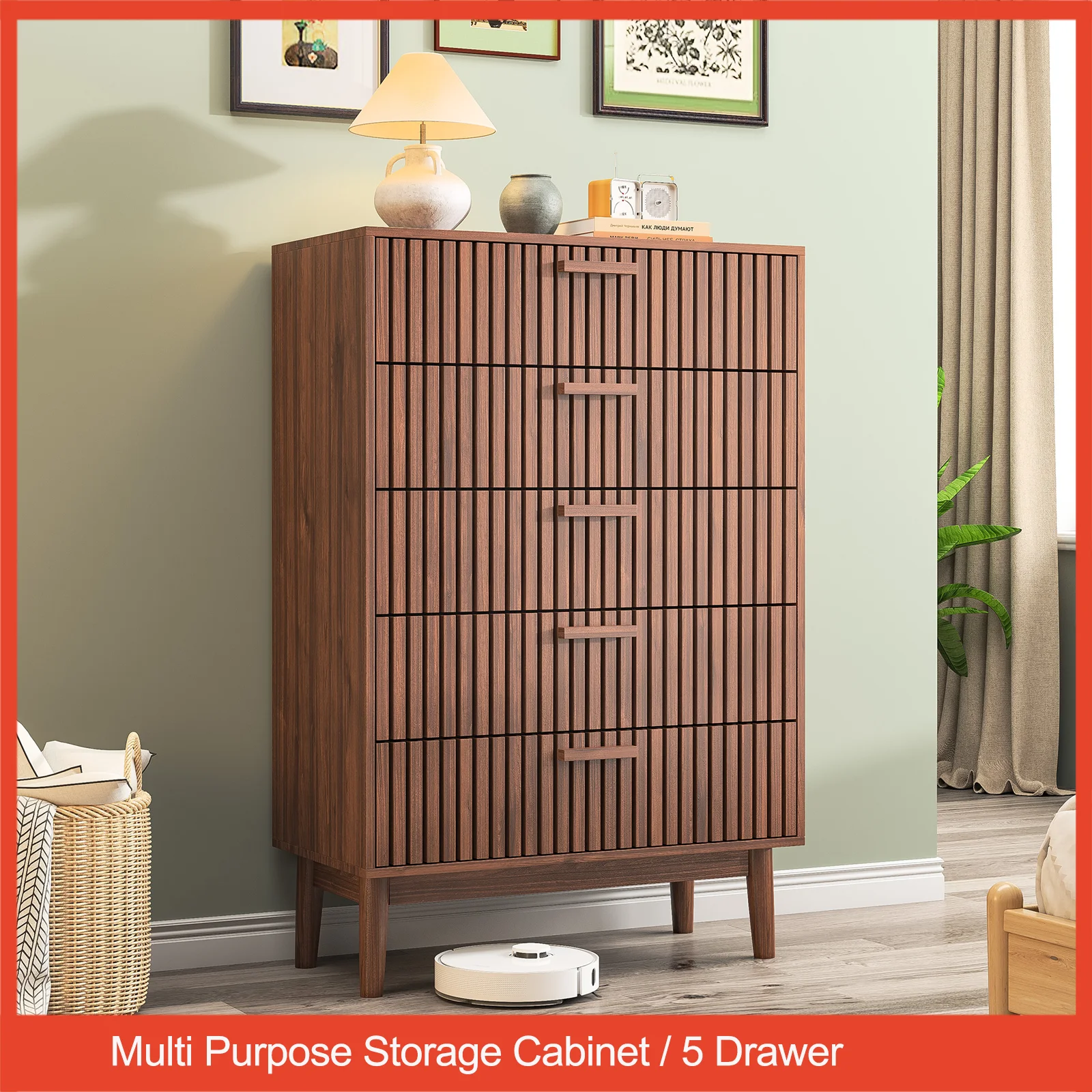 

5 Drawer Storage Cabinet,Drawer Dresser for Bedroom,Storage Organizer Cabinet Chest of Drawer for Home Living Room Bedroom