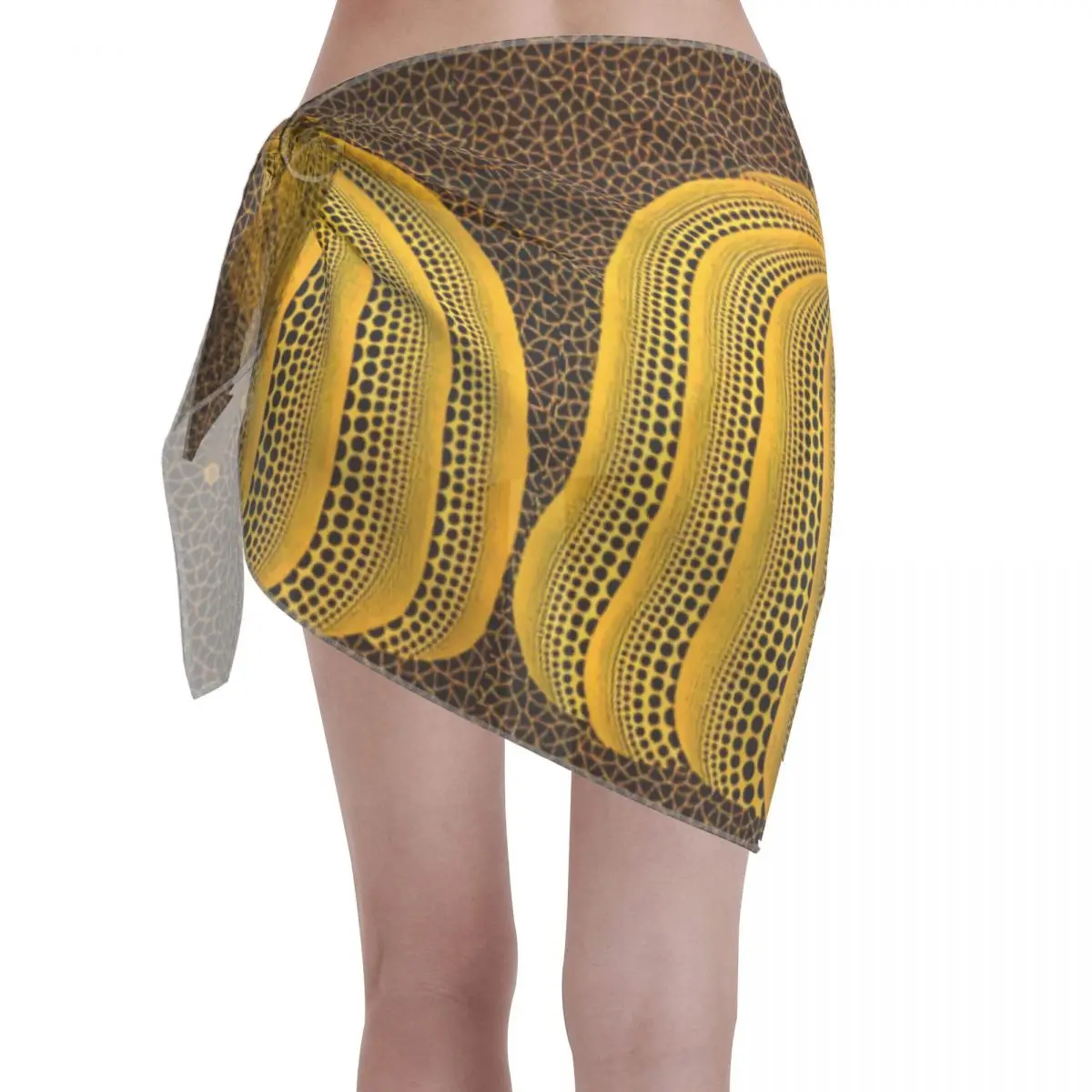 Personalizado yayoi kusama abóbora praia bikini envoltório arte abstrata transparente biquíni praia vestido saia curta chiffon cachecol cobrir