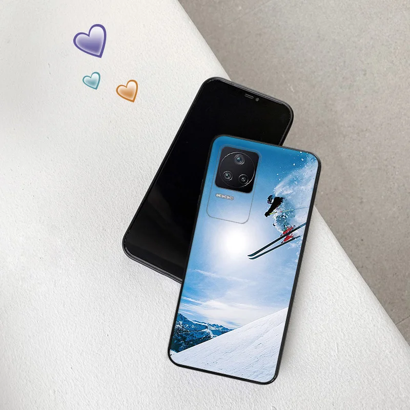 Anti-Drop Soft Phone Case For Xiaomi Poco x5 5G x4 x3 pro f3 gt f4 f5 m5 m4 m3 c40 c50 c51 Cool Ice Snow Ski Jump Cartoon Cover