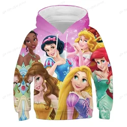 Kids Cinderella Hoodies Harajukus Girls Fashion Spring Autumn Sweatshirts Kids Long Sleeves Rapunzel Belle Princess Hooded Tops