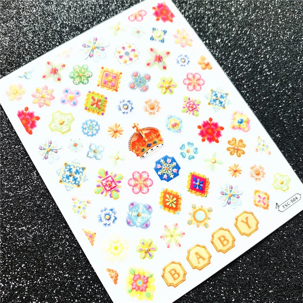 TSC-501 pegatina para uñas de flor curvadora, pegamento trasero 3D, autoadhesivo para decoración de uñas, herramienta deslizante para calcomanías de uñas