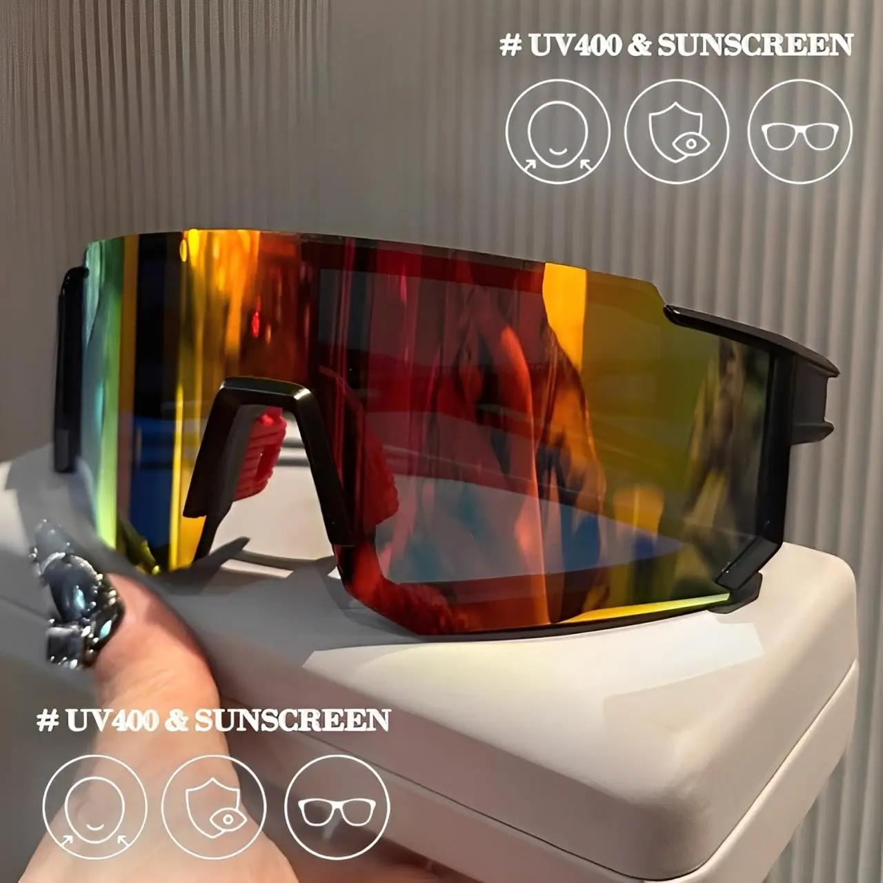 Cycling Sunglasses UV400 Windproof Shades Men Women Outdoor Sports Anti-Ultraviolet Cyberpunk Hiking Climbing MTB Eyewear