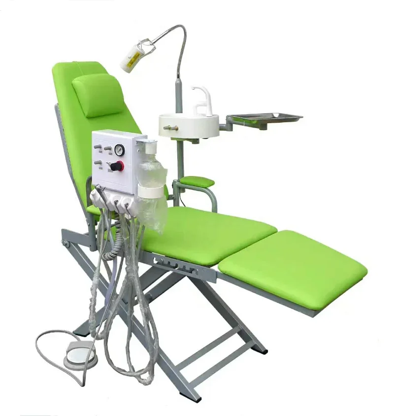 Cheap Dental- Unit Dental- Chair Complete Set Dental- Folding Chair Sale with Led Lamp and Portable Turbine Unit