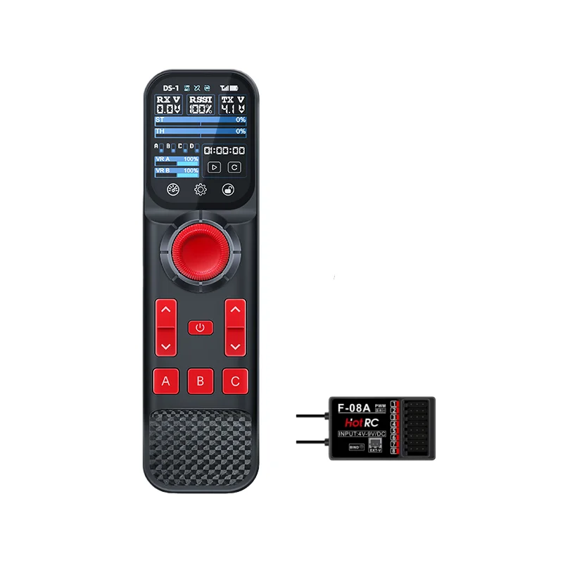 HOTRC Hsinchu DS800 8-Channel One-Handed Remote Control with Touchscreen Color Display for Model Car, Baiting, and Fishing