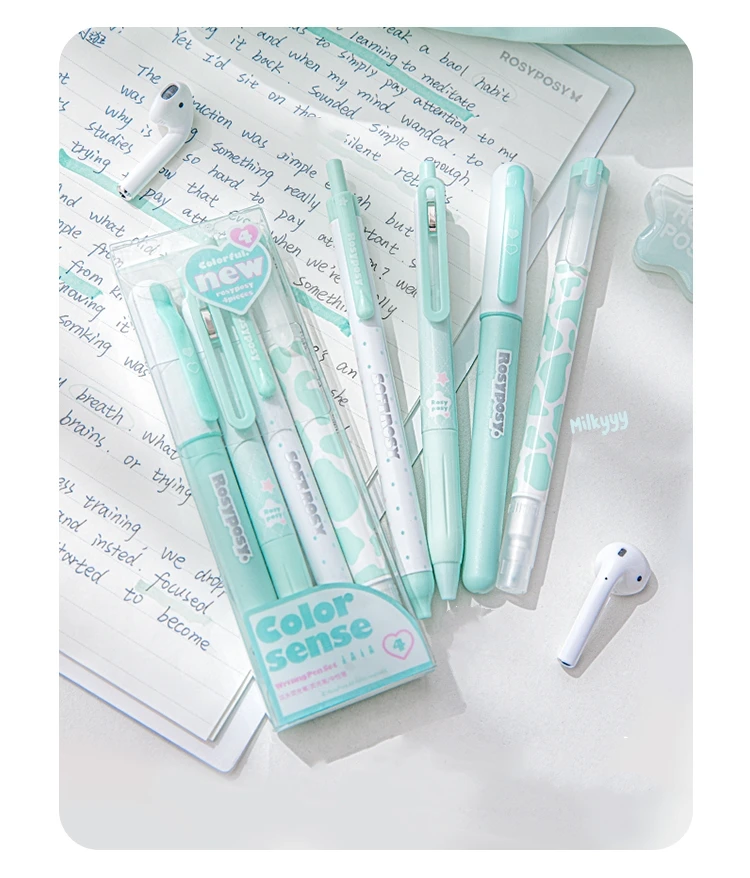 4 stücke Farbe Sinn Schreibstifte Set Creme Text marker schwarz Gel Tinte Stift Marker Liner a7489 – Detail 4