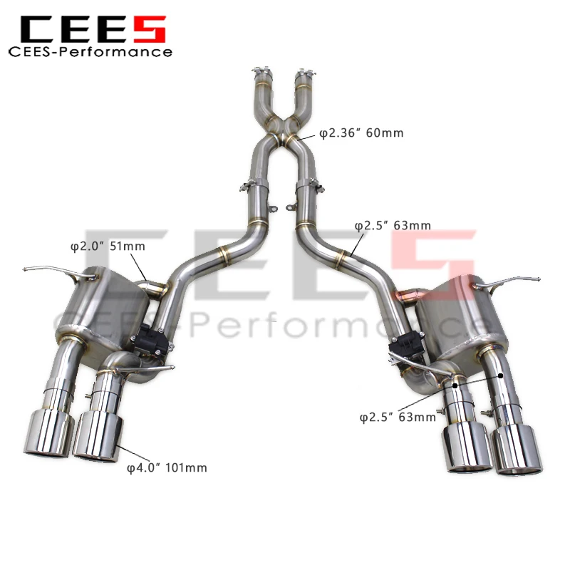 CEES Valvetronic Muffler Exhaust System for Maserati Quattroporte Duoselect 4.2L 2004-2011 Axle Back Exhaust Pipes