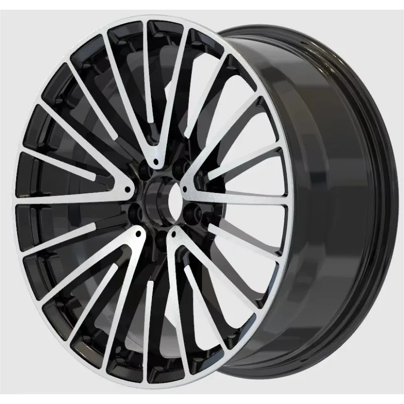 Customized R19x9.5j PCD5 X112 Forged Aluminum Alloy Wheels High Quality Black Machined Face Passenger Car Wheels