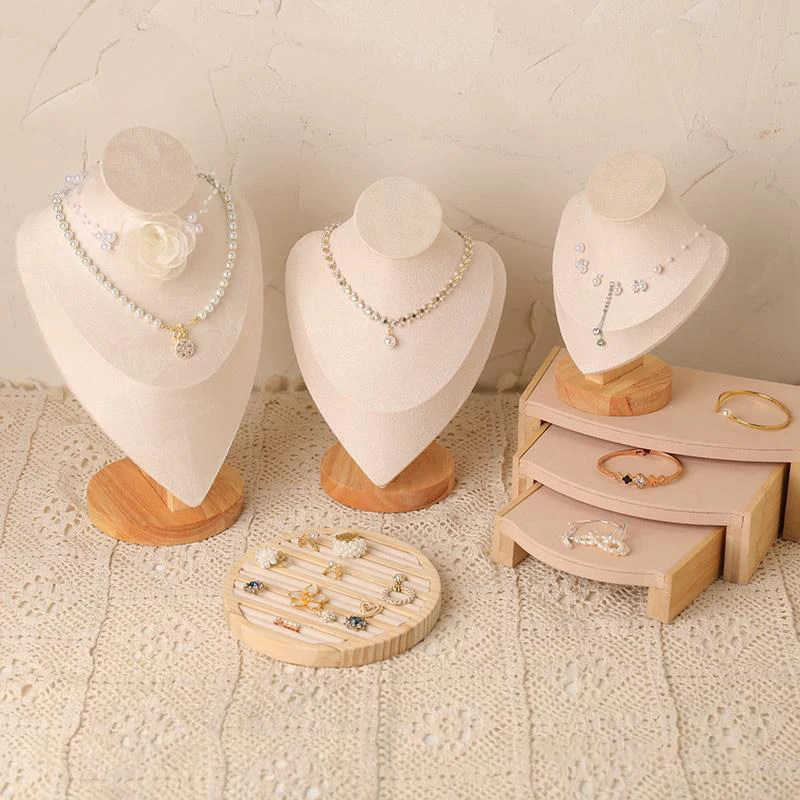 1 قطعة رف شاشة المجوهرات الخشبية قلادة قلادة سوار أقراط حلقة تخزين حامل حامل مكافحة معرض المجوهرات المنظمون #3