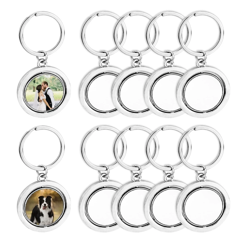 10 Pack 360° Rotating Metal Sublimation Keychain Blanks, Double-Sided Sublimation Blanks DIY Key Chain