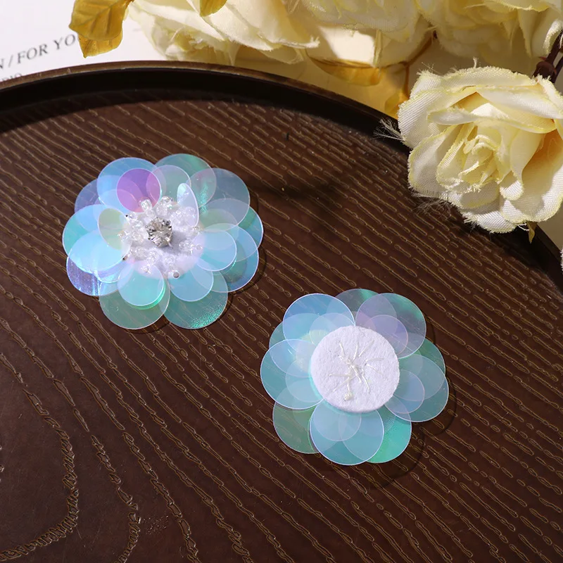 Shiny Sequin Petals Flower Sewing Button 10pcs Wholesale DIY Hole Shoes Embellishment Decoration Accessory Finding
