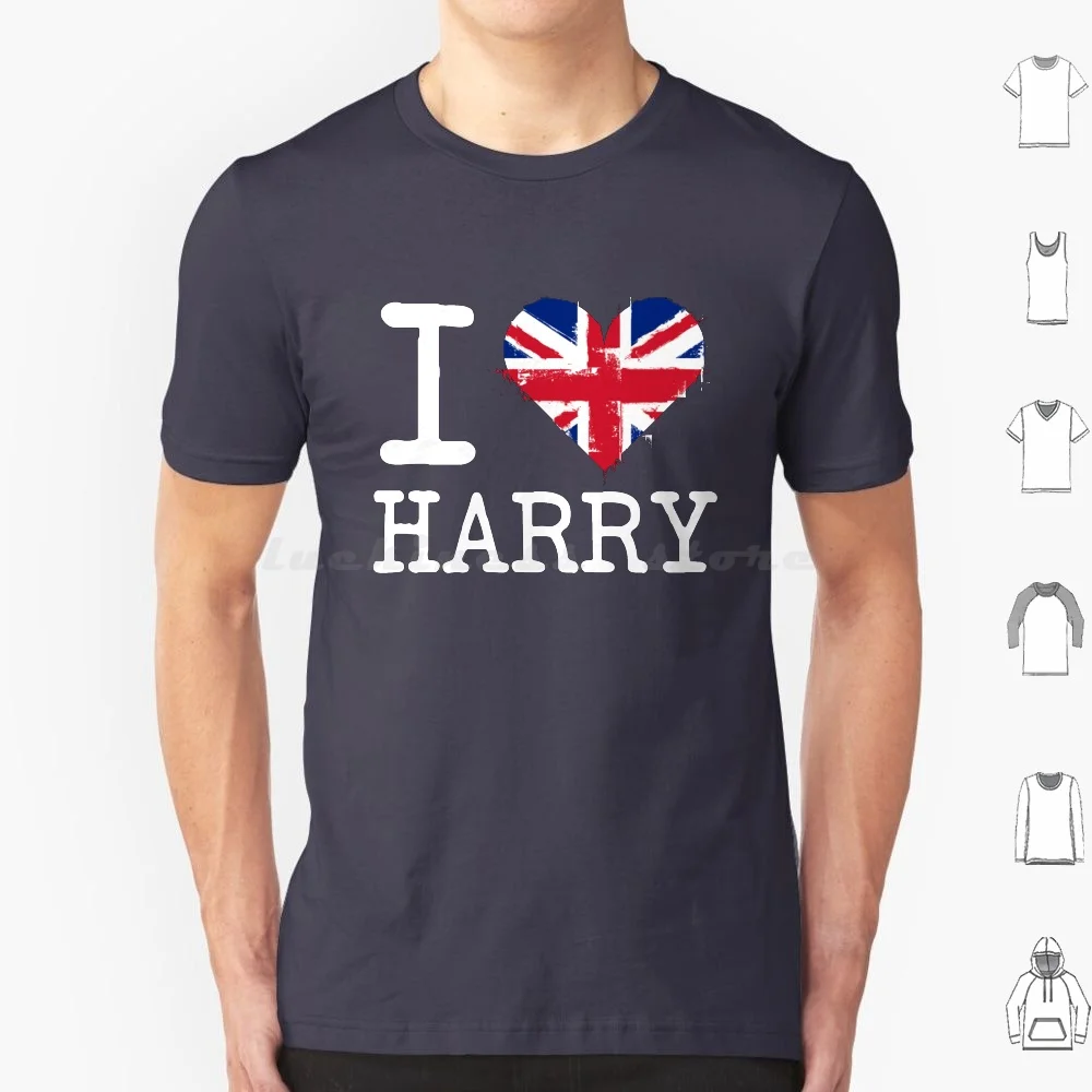 Me encanta Harry bandera británica corazón camiseta 6xl algodón Cool Tee I Love Harry British Harry Union Jack I Heart Harry I Heart Harry