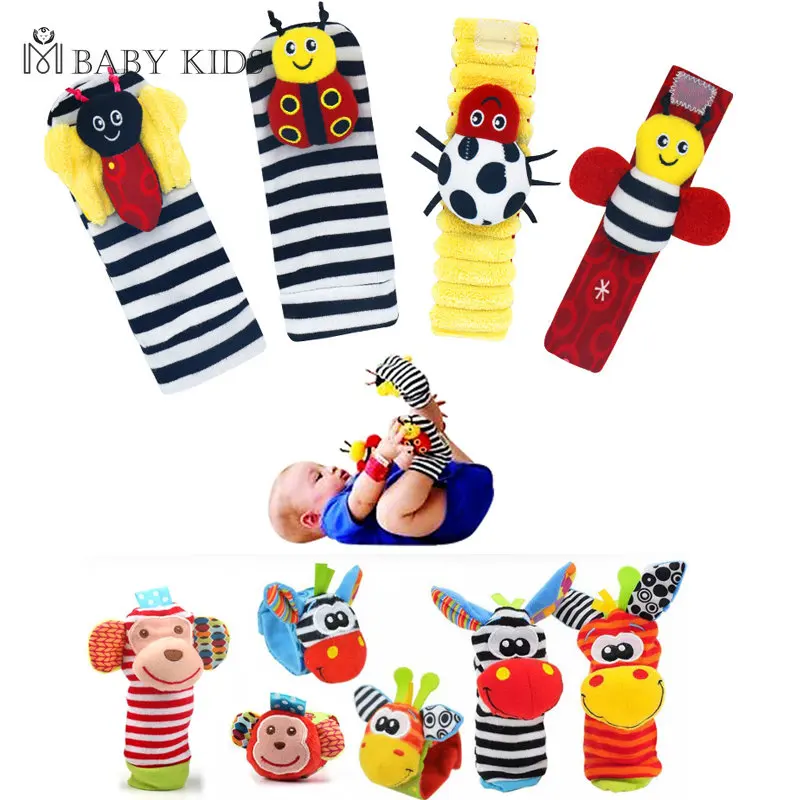 Baby Games Plush Rattle Socks Sensory Toys For Babies Newborn Accessories Stuffed Animal Wrist Rattle Baby Toys 0 3 6 12 Months