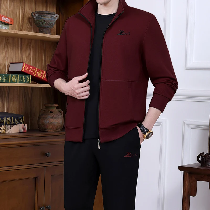 

Свободный мужской спортивный костюм для среднего возраста, повседневная одежда для тренировок, весенне-осенний комплект для бега, набор для отдыха для папы