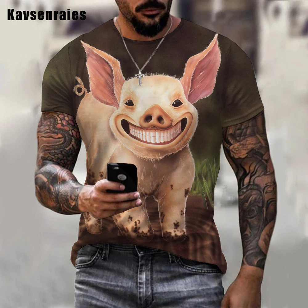 

Animal Pig Printed 3D T Shirt 2022 Summer Fashion Casual Short Sleeve T Shirts Funny Pig Harajuku Streetwear Men T-shirt