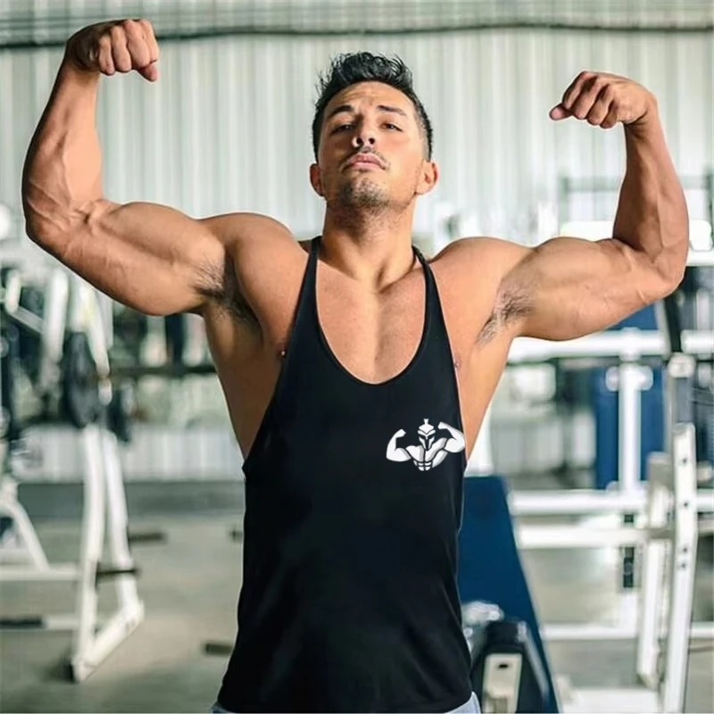 Ärmellose Fitnessbekleidung für Herren, Sportweste, Fitnessstudio-Bekleidung, feuchtigkeitsableitend, atmungsaktiv, Baumwollweste für Herren, sportlich