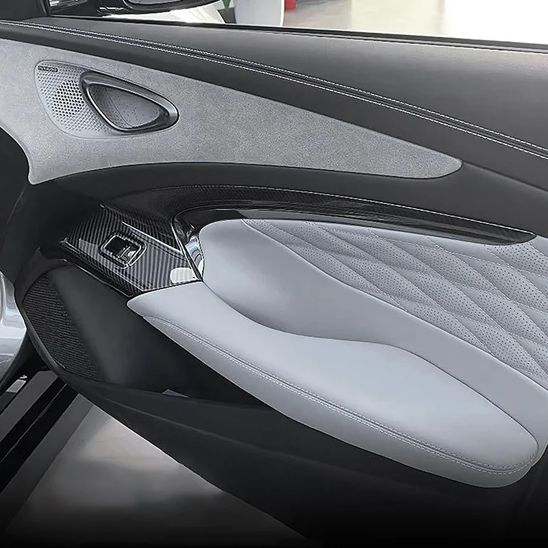 

Carbon Fiber Color Window Glass Lifting Buttons Panel Decoration Cover Trim For BYD Seal EV 2022-2024 Car Styling