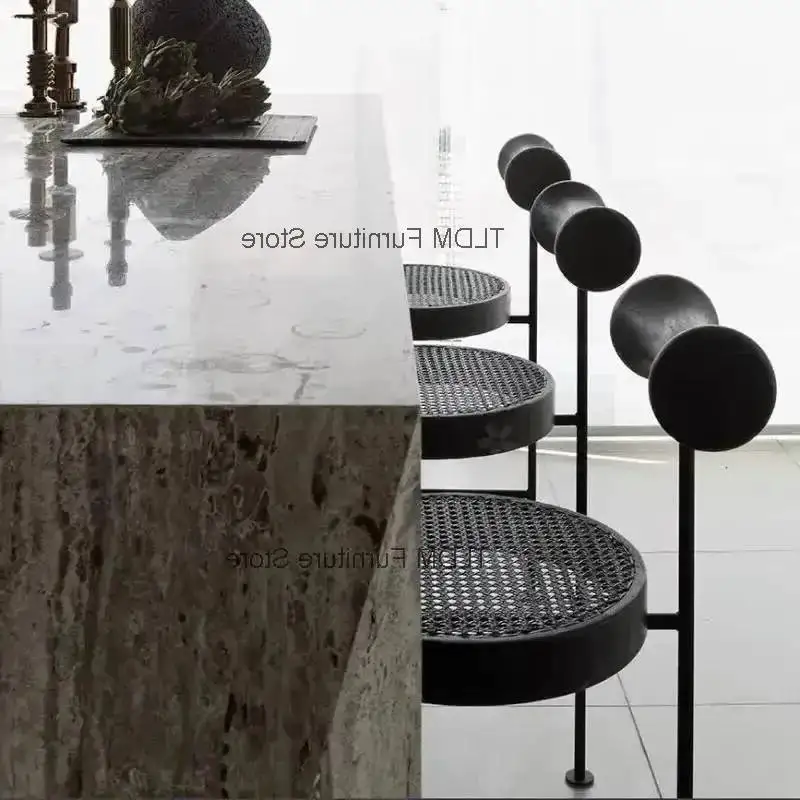 Dining Modern Wrought Iron Bar Stools Office Bar Chair Kitchen Chair Makeup Woven Rattan Chair Chaise Bar Home Furniture h