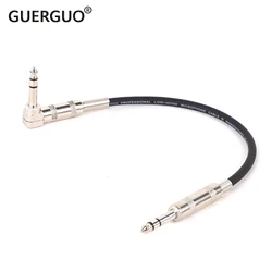 GuerGuo 6.35mm to 6.35mm Stereo Jack Audio Cord 6.5 TRS to 1/4'' Straight to Right Angle Speaker Amp Cable for Guitar Keyboard